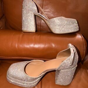 Wild Fable Sparkling Silver Platform Heels